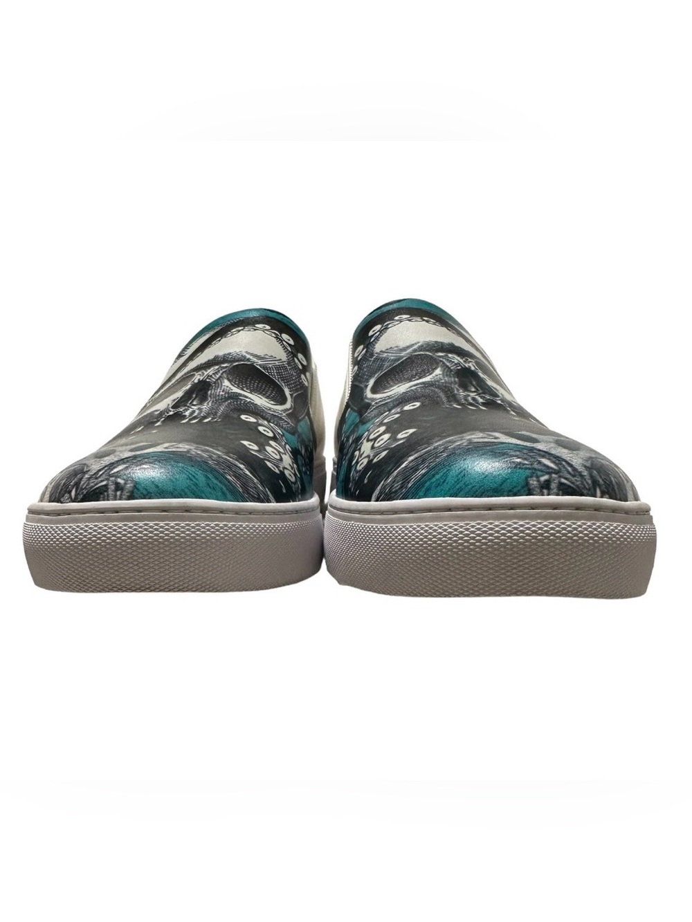 Robert Graham NWOB Ocean & Skull Leather Slip On Sneakers Sz.9 Casual Preppy - Picture 4 of 11